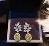 Kolczyki Dangle Zhanhao Biżuteria S925 Srebrne kolczyki sześcienne cyrkonia żółte diamentowe damskie prezenty dla niej