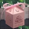 هدية التفاف 50pcs عيد مبارك حلوى مربع رمضان كريم كريمة التخزين DIY Happy Alfitr Islam Decoration Party Supplies 220427 Drop D DHZX0