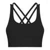 Roupa de ioga Strappy Sports Bra para mulheres Sexy Crisscross Back Suporte Médio com Copos Removíveis Sunderwear