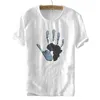 Men's T Shirts Summer Fashion Märke Male T-shirts Bomullslinne Splicing Kort ärm Palm Print Casual Shirt For Men Asian Size M-XXXL Y579