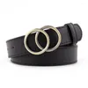 Belts Soft Faux Leather Double Ring Buckle Lady Belt Decorative Casual Tighten All-Match Lightweight Long For Women Solid Holes