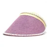 Ball Caps Spring Summer Straw Hat Solid Color Pearl Visors Sun Protection Cap For Women 10