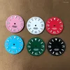 Kits de réparation de montres, cadran modifié littéral brillant de 28.5mm NH36 NH35 vert lumineux pour le mouvement 369 avec LOGO S