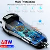 48W USB Fast Car Charger Stretch Adapter لـ iPhone13 12 11 14 Pro Max Samsung Galaxy Note20 Android Type-C Car Charge Charging Automotive Electronics Free