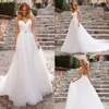 Spaghetti Straps Backless Wedding Dress 2023 With Rhinestones Crystals Sleeveless A-line Bridal Gown V Neck Robe de Mariee New