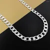 Chains 925 Sterling Silver 20/24/26 Inches 10mm 12mm Flat Sideways Chain Necklace For Women Man Fashion Wedding Party Charm Jewelry