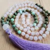 Chains African T-urquo Ise Mala Necklace Hand Knotted 108 Beads Handmade Purple Tassel Healing Jewelry For Women