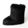 Designer mulheres botas de neve quente moda redonda de pêlo de pele plana de inverno sapatos coloridos meia bota para o natal