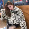 Women's Fur Women 2022 Winter Fashion Loose Turn Down Collar Faux Outerwear Female Colorful Warm Leopard Print Jacket Coats A23