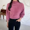 Külot Kadınlar Kısa Sweater Moda Kıllı Fener Sleeve Sonbahar Kadın Jumper Örgü Günlük Kore Stil Bayanlar Siyah Tops