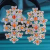 Dangle Earrings Siscathy Gorgeous Luxury Flower Comb Stud Earring For Women Bride Cubic Zircon Dress Engagement Party Wedding Bridal