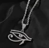 Hip Hop Colares AAA CZ Pedra Pavimentada Bling Iced Out Eye of Horus Pingentes Colares para Homens Rapper Jewelry8636232