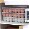 Förvaringslådor BINS 34 GRIDS PLAX EGG STALTER BORTABLE Matbehållare Kylskåp Tray Holder With Lid Kitchen Tool 211102 DH3XW