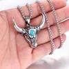 Naszyjniki wisiorek Trendy Bull's Head Vintage Titanium Steel Naszyjnik Rock Horn Punk Hip Hop Osobowość Biżuteria modowa