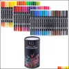 マーカー24/60 Colorurs Fineliner Tip Dingマーカーデュアルアートマーカー水彩ブラシレタリングペンカラーブックマンガ211104 DRO DHYWI