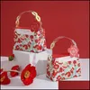 Present Wrap Flower Present Boxes Candy Cake Paper Package Handle Box Cookie Chocolate Souvenir Bröllopsförpackning Party Favors For Gäster DHD1V