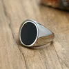 Cluster Rings Oval Ring Male Classic Stainless Steel Jewelry Wedding Anniversary Gift For Men