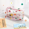 Clear Large Capacity Pencil Cases Portable Cosmetic Makeup Bag Fruit Printed Pouch Stationery Box red Strawberry 1223435