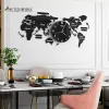 120 CM sans poinçon bricolage noir acrylique carte du monde grande horloge murale Design moderne autocollants silencieux montre maison salon cuisine décor