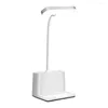 Table Lamps Phone Stand Eye Caring ABS Pen Holder White 3 Modes Adjustable Brightness Home Office Reading USB Rechargeable Desk Lamp