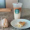 Denizkızı Tanrıça Starbucks 24oz/710ml Plastik Kupalar Tumbler Yeniden Kullanılabilir Açık İçme Düz Alt Sütun Şekli Kapak Saman Kupa Kupa