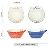 Bowls Ceramic Tableware Lovely 4.5 Inch Ramen Bowl Kawaii Big Soup Noodles Dessert Creative Cartoon Cat For Cute Plates Kitchen