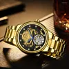 Avanadores de pulso fngeen Mens Top Luxo Goldwatch Wristwatch impermeável Relógios mecânicos automáticos Dragon Diamond Tourbillon relógio Relogi1825113