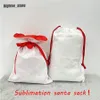 Sublimation Christmas Santa Sacks 소형 중간 큰 이중 레이어 크리스마스 폴리 에스테르 캔버스 선물 가방 사탕 가방 재사용 Xmas 패키지 저장을위한 재사용 가능