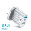 Cell Phone Chargers 65W GaN PD fast charging mobile phone charger European/American/ British/Korean/Australian computer adapter