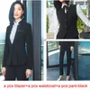 Kvinnors tvådelade byxor Izicfly Fall Spring Office Uniform Elegant Business Pant Suit With Vest 3 Women Trouser Waistcoat och Blazer Set