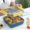 Dinnerware Sets Green Home Kitchen Container Thermal Insulation Square Lunchbox Stainless Steel Lunch Box Containers With 3