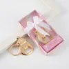 50PCS Wholesales Wedding Party Return Presents New Creative Feeding-bottle Design Gold Bottle Opener Keychain in Gift Box Baby Shower Favors