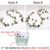 Strings LED Christmas Rattan Fairy 2.2M Battery Pine Cone Bells Needle Red Fruit Tree Vine Light String Bedroom Wedding Party Decor