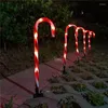 Kerstdecoraties Solar Lights Candy Cane Pathway-markers indoor buitentuin Patio Walkway Night Light Garden Decor