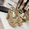 8179270 صندل تحية 12.5 سم كعب 3.5 سم منصة Sandal Slippers الأحذية للنساء حجم 35-41 Fendave