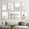 Canvas schilderen Witte schaal Strand Flower Dandelion Wall Art Poster Noordse posters en afdrukken Wandfoto's voor woonkamer Home Decor Frameless