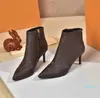 بوتس مارتن كعب مصمم فاخر أزياء امرأة فرقة مكتنزة كعب الكعب Bootie Ranger Calfskin