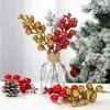 Dekorativa blommor 6/12st Fake Fruit Berry Ball Branch Christmas Tree Decor Simulation Mini Cherry Home Ornament Färgglada festförsörjningar