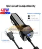 48W USB Fast Car Charger Stretch Cable Adapter för iPhone13 12 11 14 Pro Max Samsung Galaxy Note20 Android Type-C Car Charge Charging Automotive Electronics Gratis fartyg