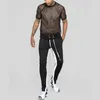 Herren transparent sexy Mesh T -Shirt 2022 New Sees Through Fishnet Langarm Muskelunterhemd