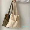 Avondtassen lente autum vrouwen corduroy schoudertas dames retro shopper grote capaciteit vrouwelijke casual bakken handtas