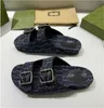 2022 Women Multicolor Flat Slippers Sandals With 2 Straps Lady Fashion Metal Buckle Beach Slides Men's lace-up Canvas Slippers Summer EUR35-44