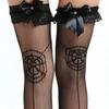 Women Socks Christmas Sexy Fishnet Thigh High Stockings Sweet Plush Ball Bowknot Snowflake Elk Jacquard Patterned Over Knee Long M6CD