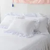 枕洗浄コットンピローケースソリッドカラーレースフリルカバープリンセスガール寮の装飾48x74cm