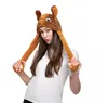 Illuminez le chapeau en peluche d'animal sauvage avec des oreilles mobiles LED clignotante sautant casquette chaude Halloween Noël anniversaire faveur convient aux enfants adultes