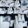 Bagues De Grappe Bagues De Grappe À La Main Bohe Bague Féminine Sier Couleur Cz Bague De Fiançailles De Mariage Ensemble Pour Les Femmes De Mariée Doigt Partie Jewelr Dhrsa