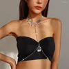 Catene Sexy Goccia d'acqua Perla Pendente Corpo Catena Moda Super Flash Collana con strass Gioielli in stile europeo e americano