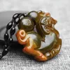 Pendanthalsband h￶gkvalitativa xiuyu jades snidade zodisk h￤st kalebass halsband g￥va f￶r m￤n smycken gratis rep