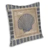 Pillow Nautical Stripes Scallop Cover 40x40 Home Decor 3D Printing Navy Nature Ocean Throw For Sofa Double-sided