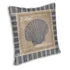 Pillow listras náuticas Capa de vieira 40x40 Decoração de casa 3D Navy Nature Ocean Throe para sofá duplo-lados